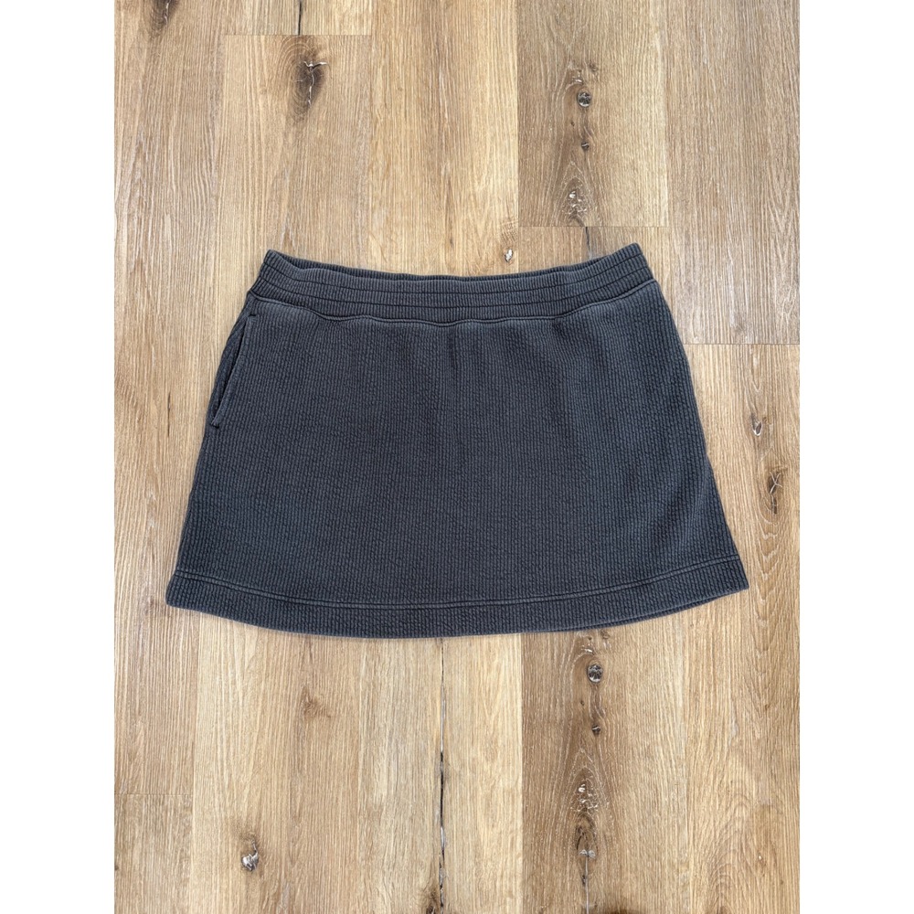 Aerie Waffle Knit Mini Skirt Womens XL Gray Elastic Waist Pockets Thermal Casual